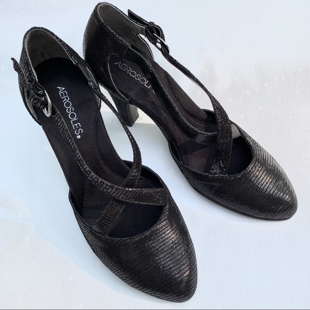 AEROSOLES Black Snake Heels